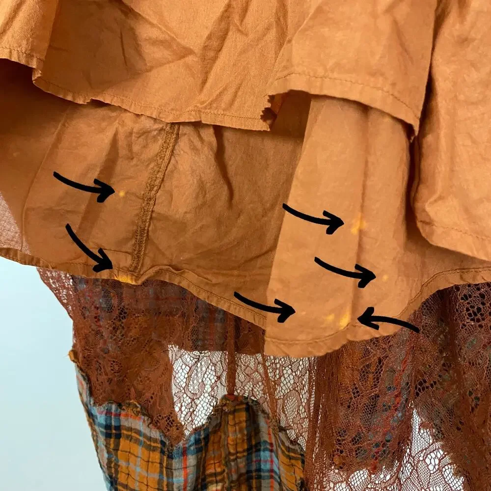 Free People County Fair Lace Maxi Skirt - Brown Combo - Size 6 - Picture 11 of 11